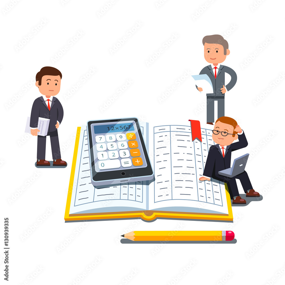 Little business people near big accounting book Little business people near big accounting book