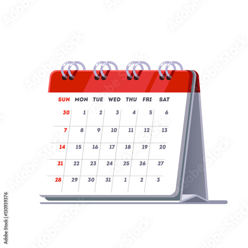 Standing month lined spring desk calendar