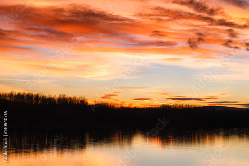 Fototapeta Naklejka Na Ścianę i Meble -  Sunset over river Danube