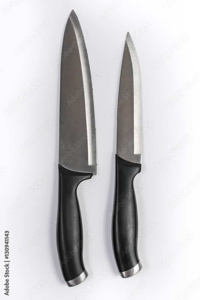 Set of Two Kitchen Knives Isolated on White Background Set of Two Kitchen Knives Isolated on White Background