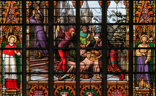 Photos Stained Glass - Antisemitic stained glass in Brussels Cathedral