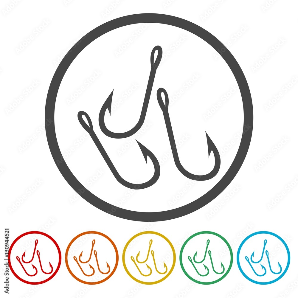 Fishing Hooks vector icons set Fishing Hooks vector icons set