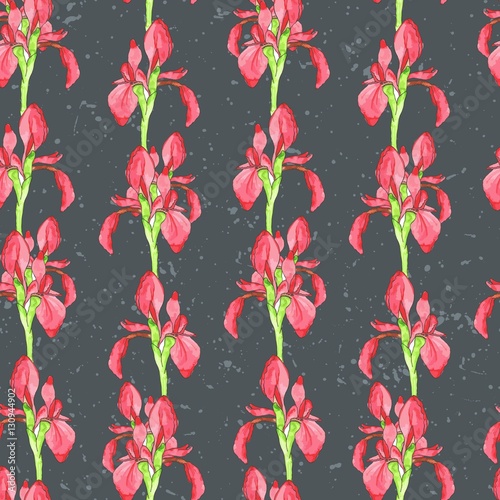 Watercolor beautiful wild flowers painted flowers ~ seamless background