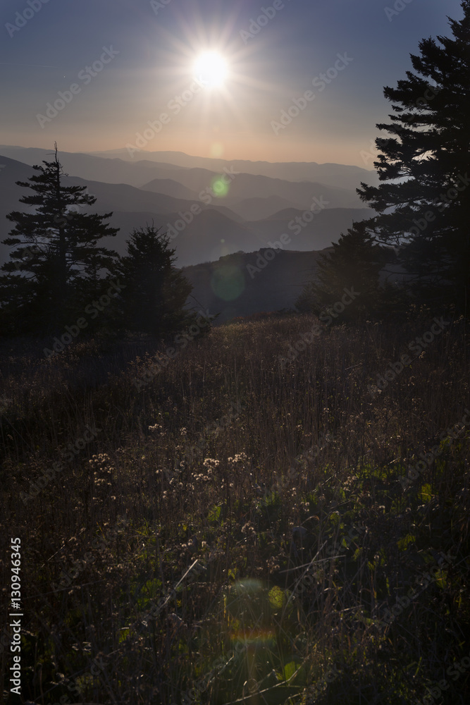 Sunset over Blue Ridge Mountains in Virginia