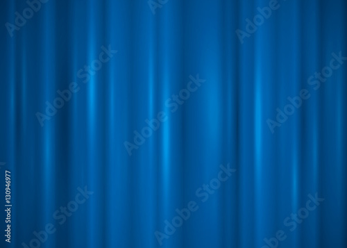 Realistic blue theatrical closed curtain. Vector illustration, eps 10. 