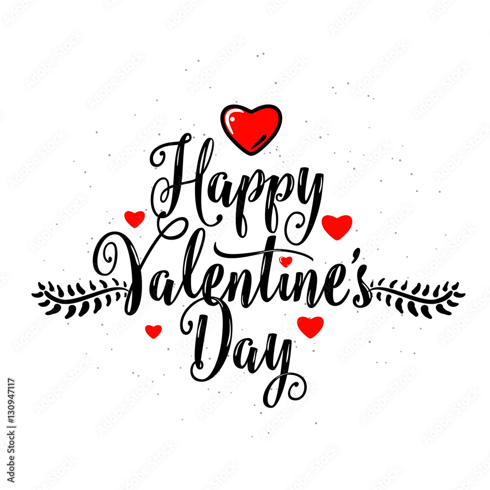 Vector illustration of happy valentines day lettering greeting