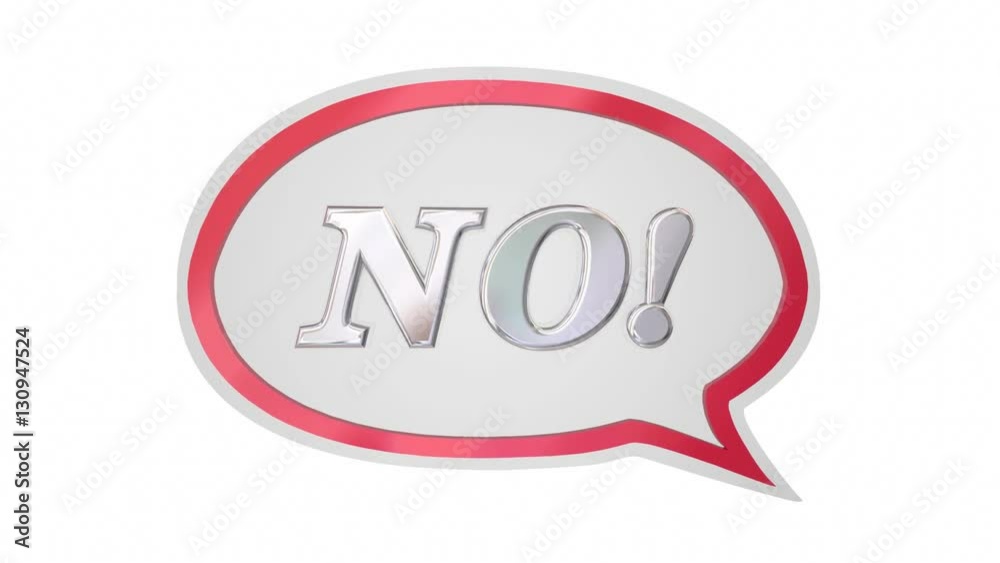 No Answer Word Speech Bubble Denied Rejection 3d Animation