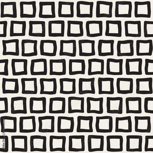 Vector Seamless Black and White Hand Drawn Rectangles Pattern