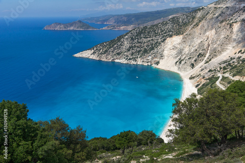 Panoramic View of beautiful Myrtos beach, Kefalonia, Ionian islands, Greece