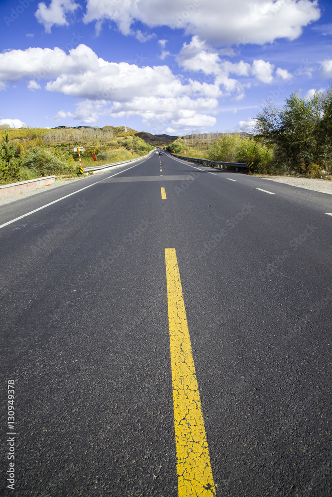 In autumn, highway landscape