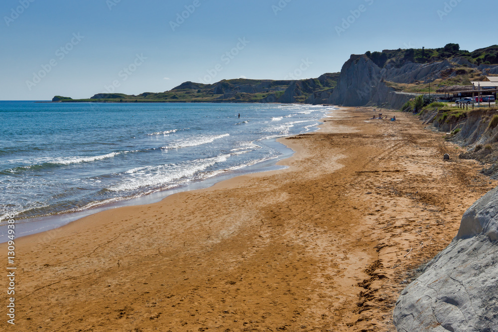 pamorama of Xi Beach,beach with red sand in Kefalonia, Ionian islands, Greece