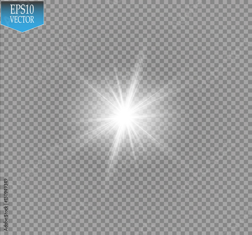 Glow light effect. Star burst with sparkles. Vector illustration. Sun  