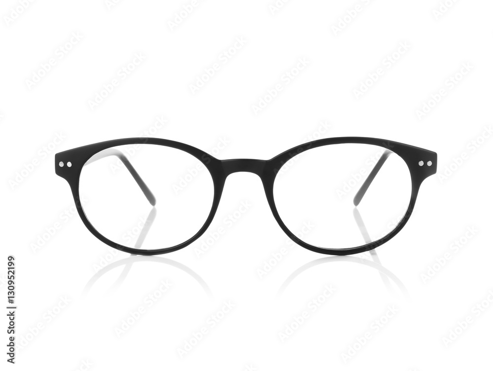Fototapeta premium Close up view of modern glasses on light background