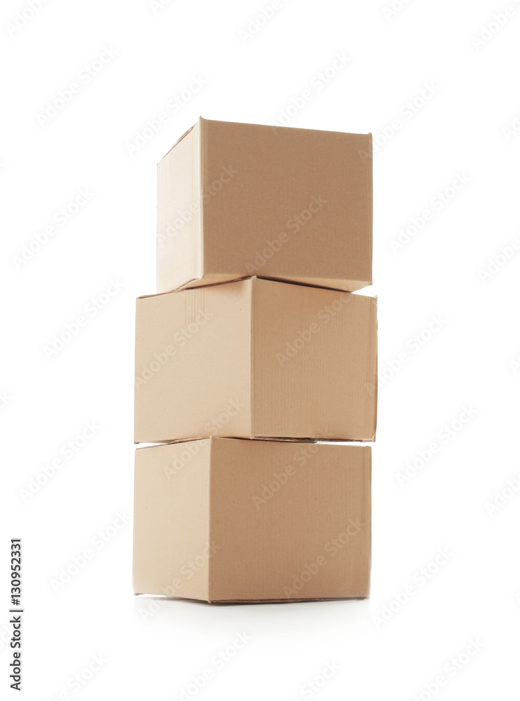 Pile of cardboard boxes isolated on white Pile of cardboard boxes isolated on white