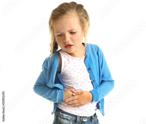 Cute little girl suffering ...