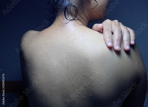 Sweat on body of woman ,exercise, Health Concept