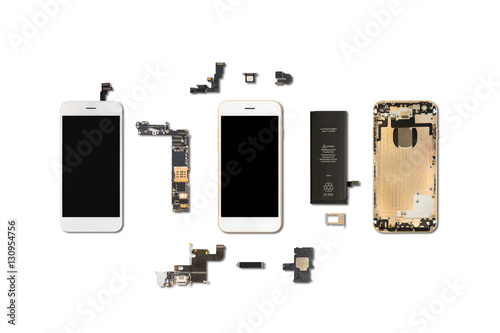 Canvas Print Smartphone components isolate on white