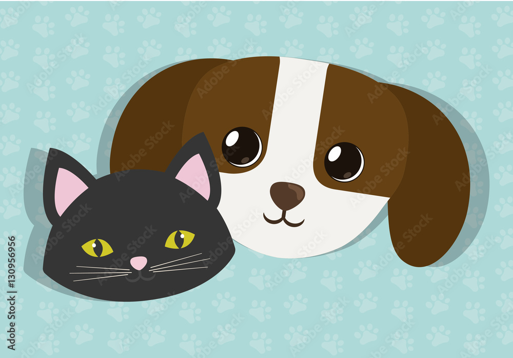 dog and cat pet related icon image vector illustration design 