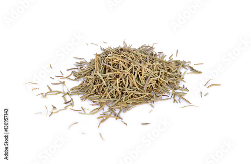 pile of dried rosemary on white background