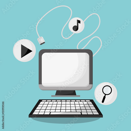 computer search palyer music online connected vector illustration eps 10 photo