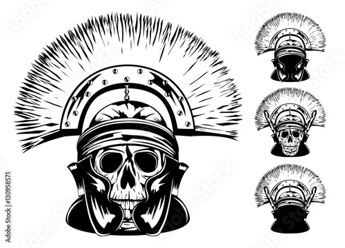 skull in helmet
