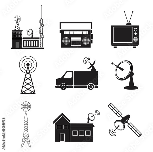 collection communication information transmitter service vector illustration eps 10