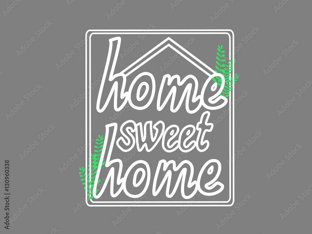 home sweet home words in home shape hand drawing.