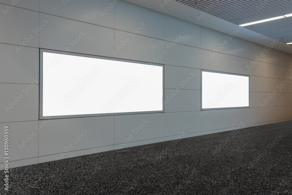 Blank billboard in the modern building. Blank billboard in the modern building.