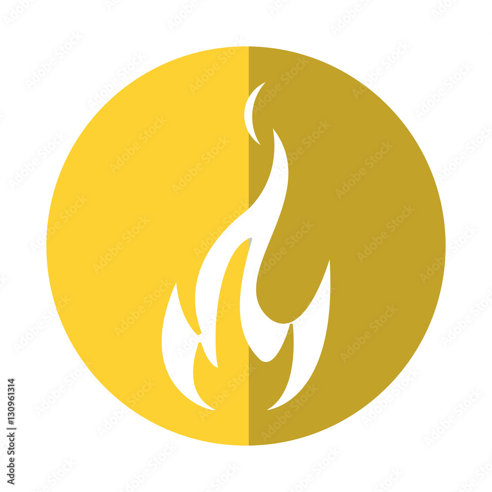 fire flame bright danger icon yellow circle vector illustration eps 10