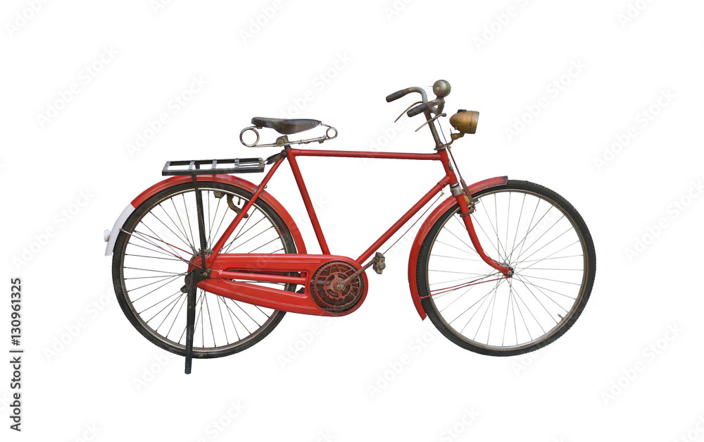 old vintage bicycle on white background
