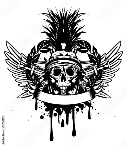 skull in helmet  and crossed sword