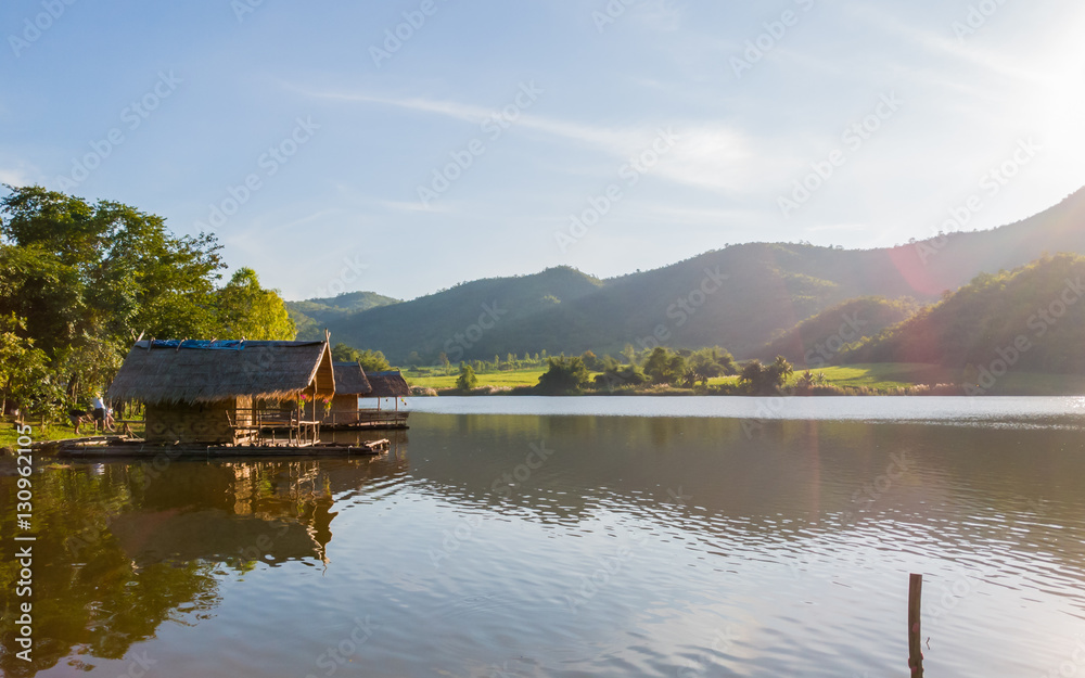 Hut on lake