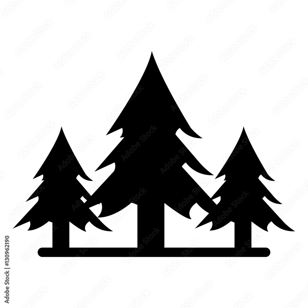 Obraz premium silhouette wild pines forest tree vector illustration eps 10