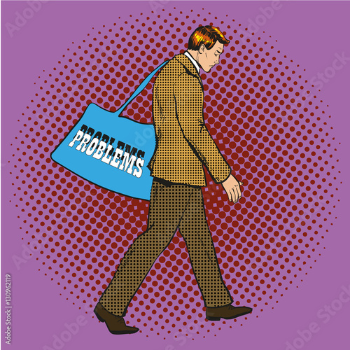 Vector illustration of businessman having problems in pop art style