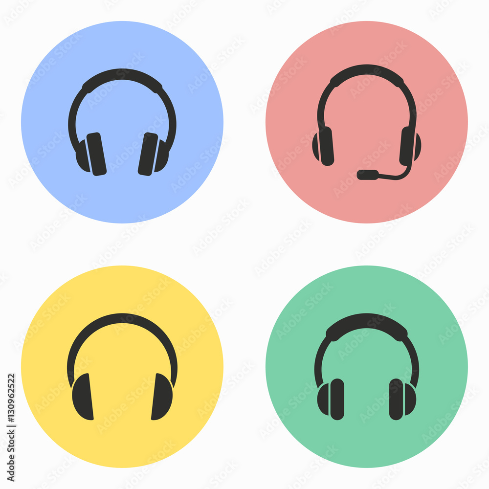 Headphone icon set. Headphone icon set.