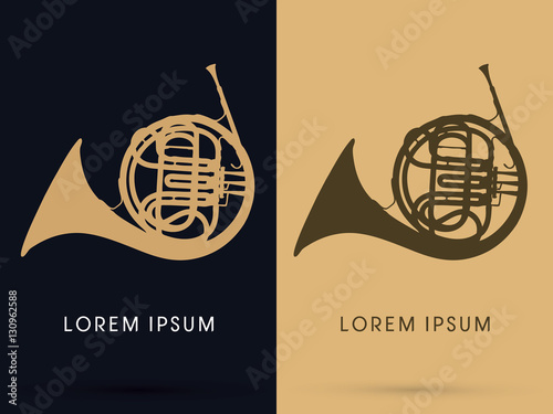 French horn graphic vector.