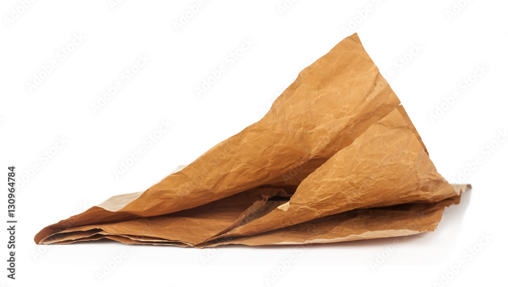 Natural brown paper on white background
