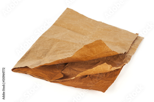 Natural brown paper on white background