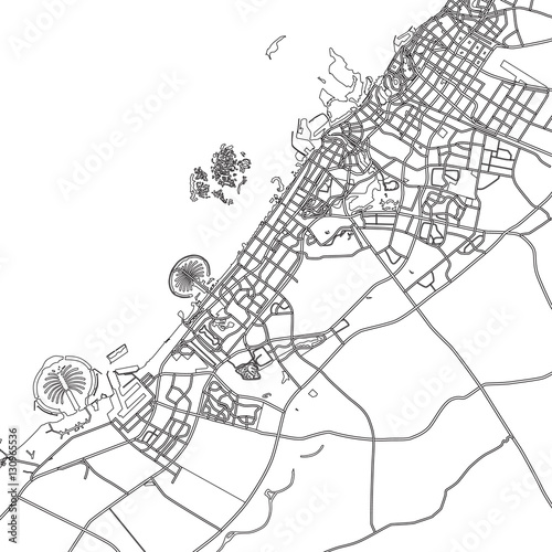 Black - white vector map of Dubai