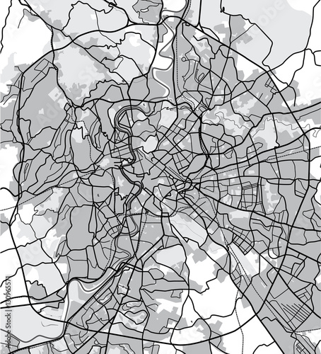 Black - white vector map of Rome