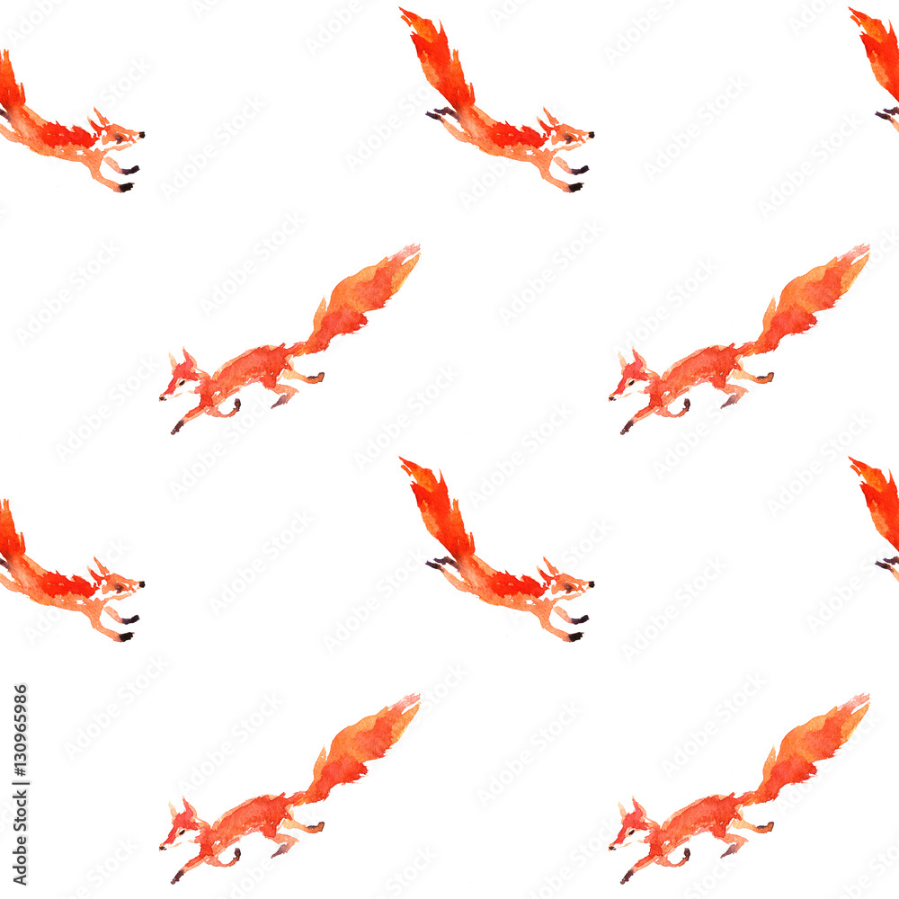 Obraz premium seamless pattern with watercolor foxes