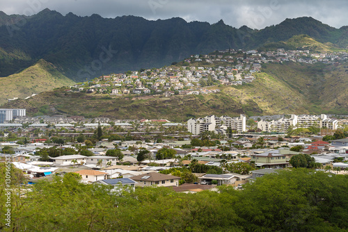 Aerial view of Hawaii from Diamond head © srongkrod
