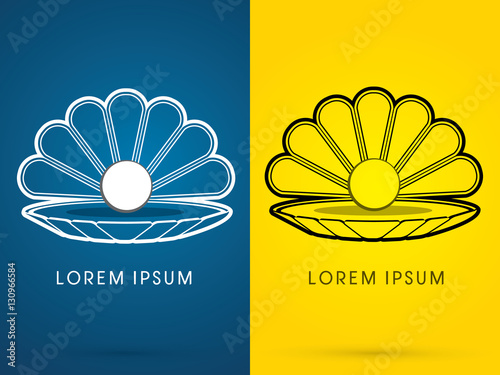 Sea shell with pearl Conch  graphic vector.