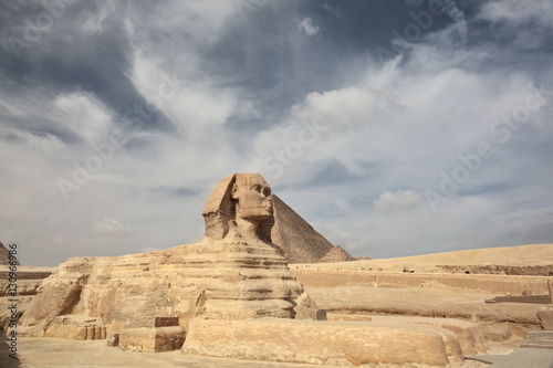 The Sphinx at Giza and pyramid     