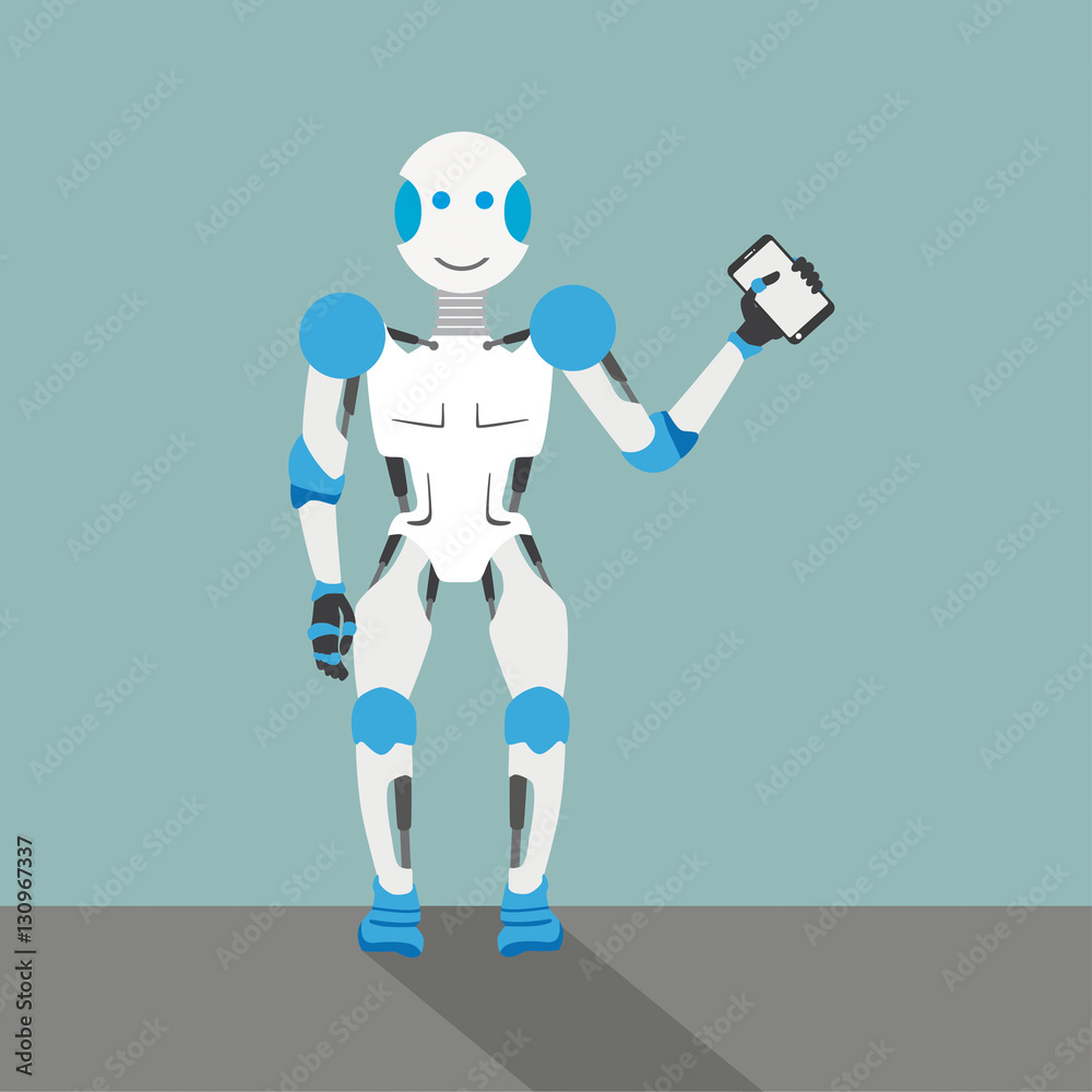 Cartoon Robot Smartphone Cartoon Robot Smartphone