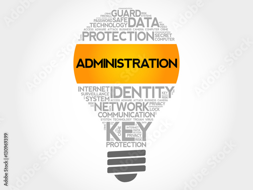 ADMINISTRATION bulb word cloud collage, business concept background