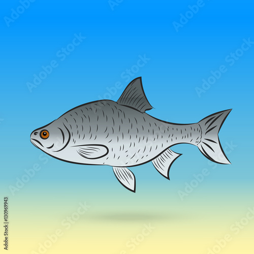 Stylized fishe sea fish by hand line art eps 10 vector