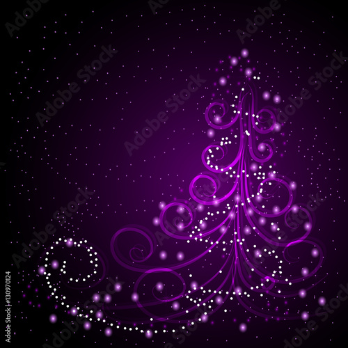 Winter greeting card with Christmas tree