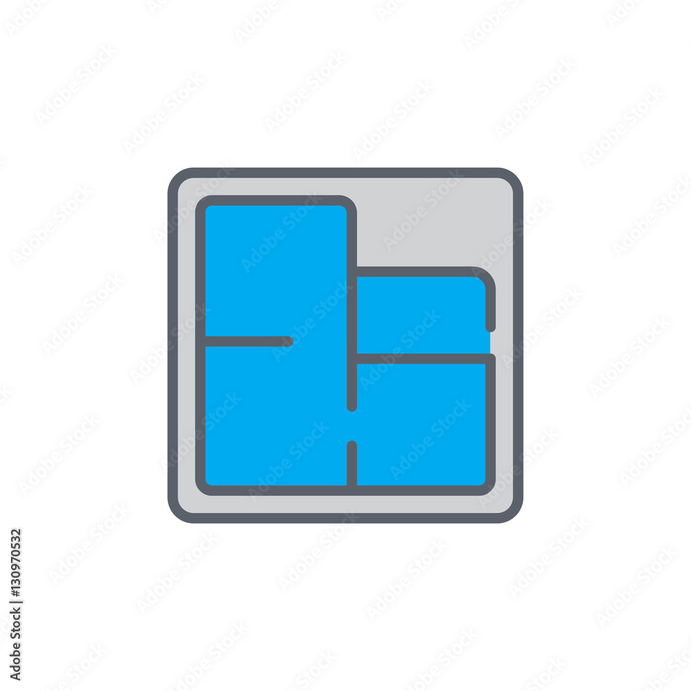 Vector icon or illustration with appartament home blue print in outline style Vector icon or illustration with appartament home blue print in outline style