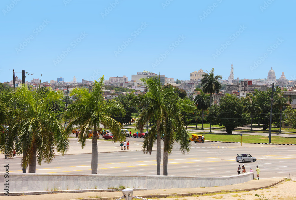 Square of Revolution and  panorama of downtown of Havana.